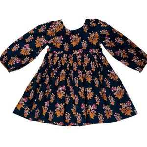 Happy Pink Chicken Floral Long Sleeve Dress 100% Cotton Girl Toddler 2T NWOT